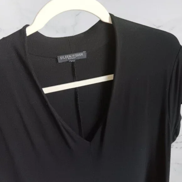 Eileen Fisher 1X Black Knit Dress - Picture 2 of 8